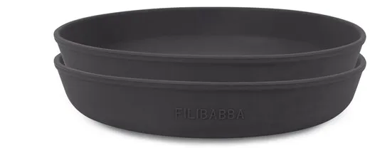 Filibabba Silikontallrik 2-pack - Stengrå
