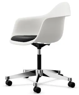 Vitra Eames Plastic PACC Kontorsstol med Klädd Sits och Swivel Svart/Vit