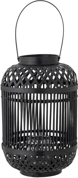 BLOOMINGVILLE Tilla Lykta med Glas, Svart, Bambu