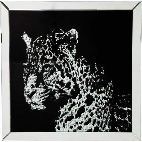 KARE DESIGN Poster, Mirror Leopard - Flerfärgad, med ram, (80x80cm)