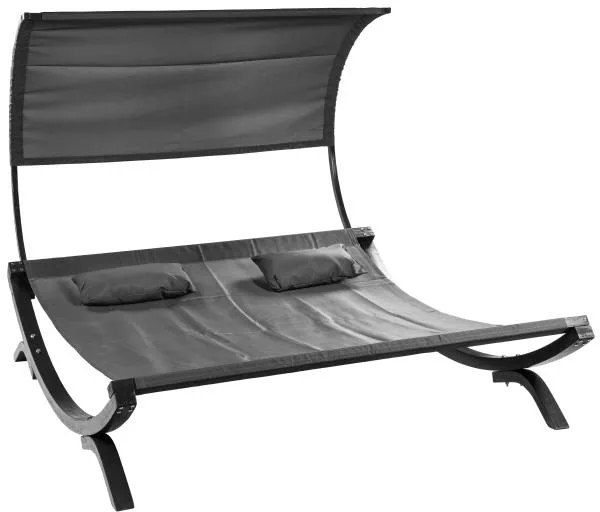 Dubbel solsäng med tak i lärkträ