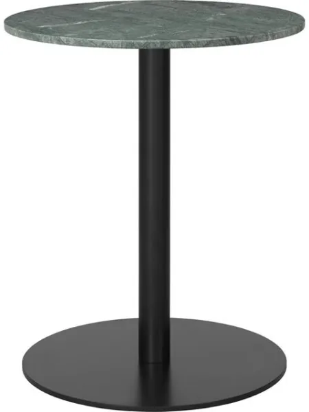 GUBI 1.0 Rund matbord Ø60 cm med svart bas och grön Guatemala-marmorskiva