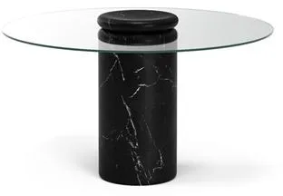 Karakter Castore Matbord Ø130 Nero Marquina Marmor/Klar Glas